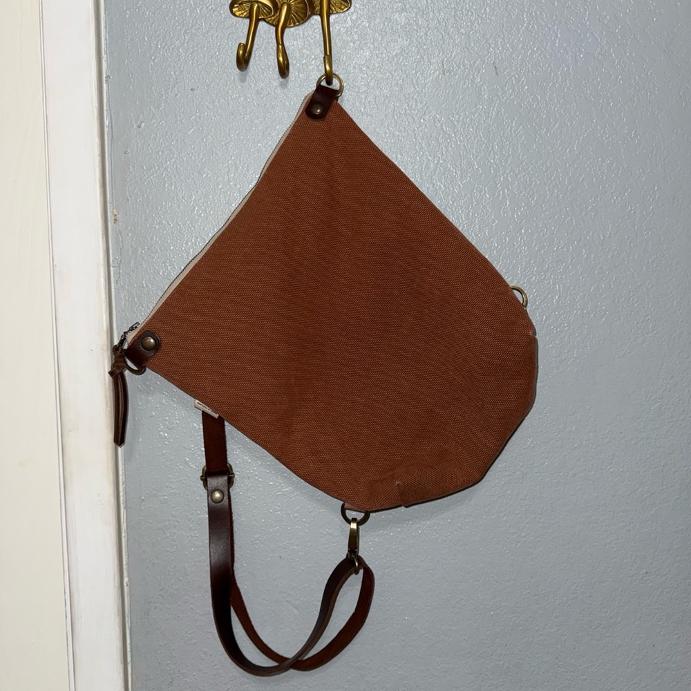Brown leather, mauve Canvas Shoulder Bag